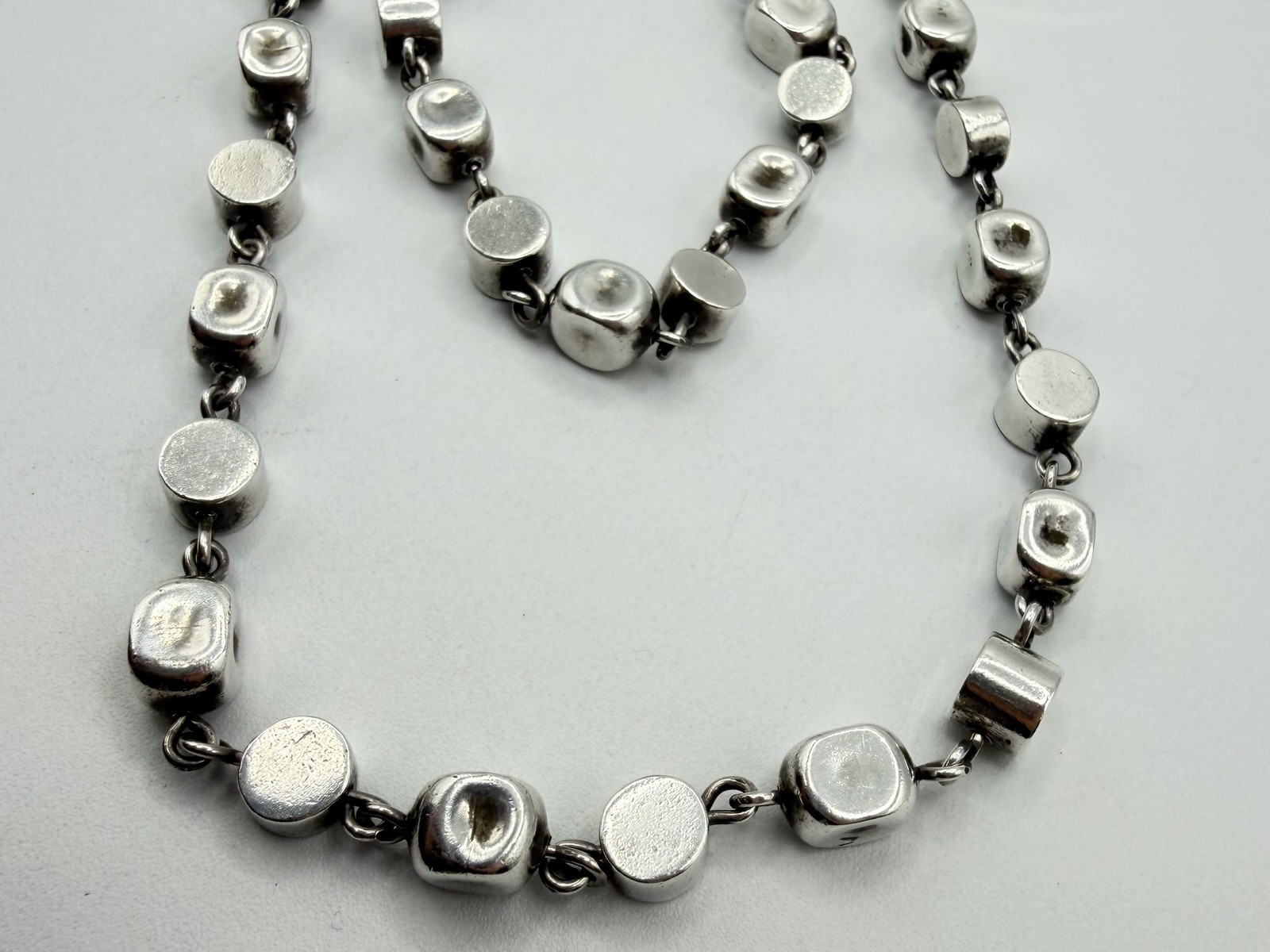 Vtg Brenda Schoenfeld 1995 Sterling Silver 925 MEX Designer Modernist Necklace