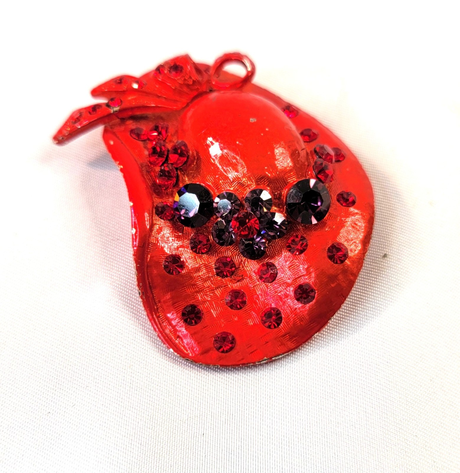 Ladies Fancy Red Hat Society Pin Brooch Rhinestone Ribbon Bow Grandma Princess