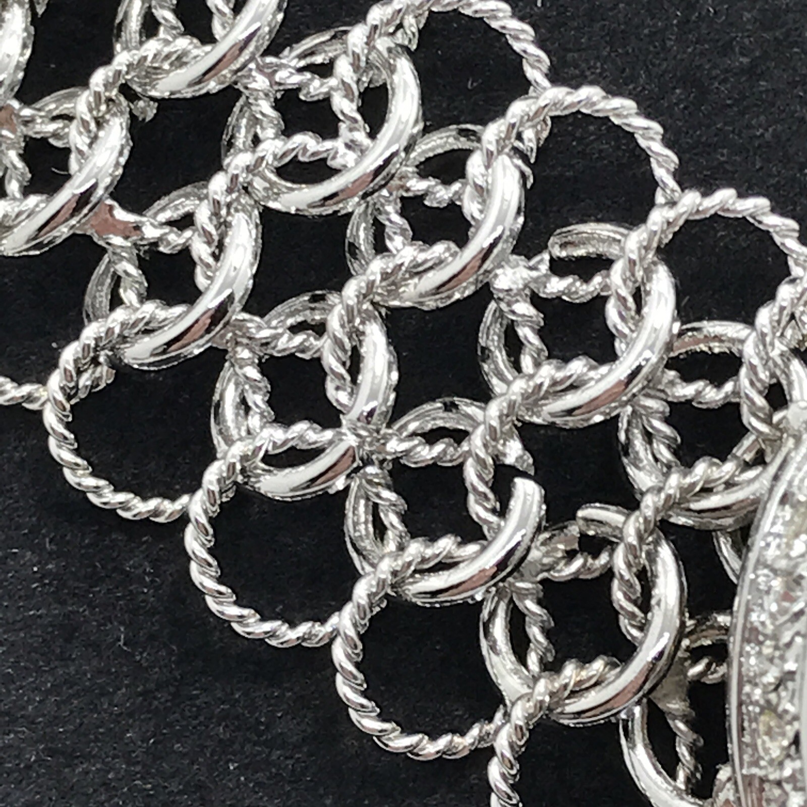 Vintage Silver Choker Chain Lg Citrine Yellow & Clear Cubic Zirconia Necklace