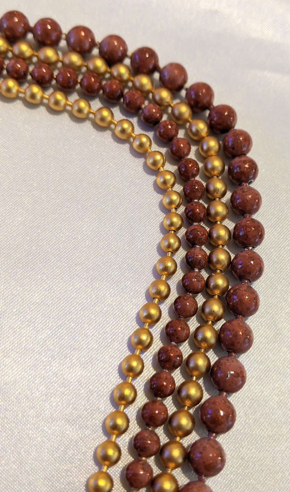 Vintage GEORGIOU Layered Beaded 4-Strand Necklace 27″ Dark Mauve-Beige w/ Gold