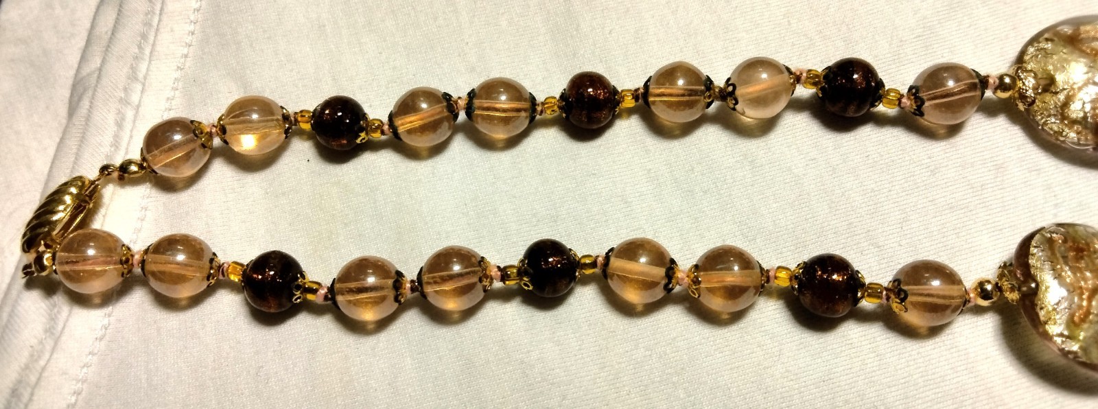 Vintage Venetian Sommerso Foil Fancy Glass Beads Beaded Necklace