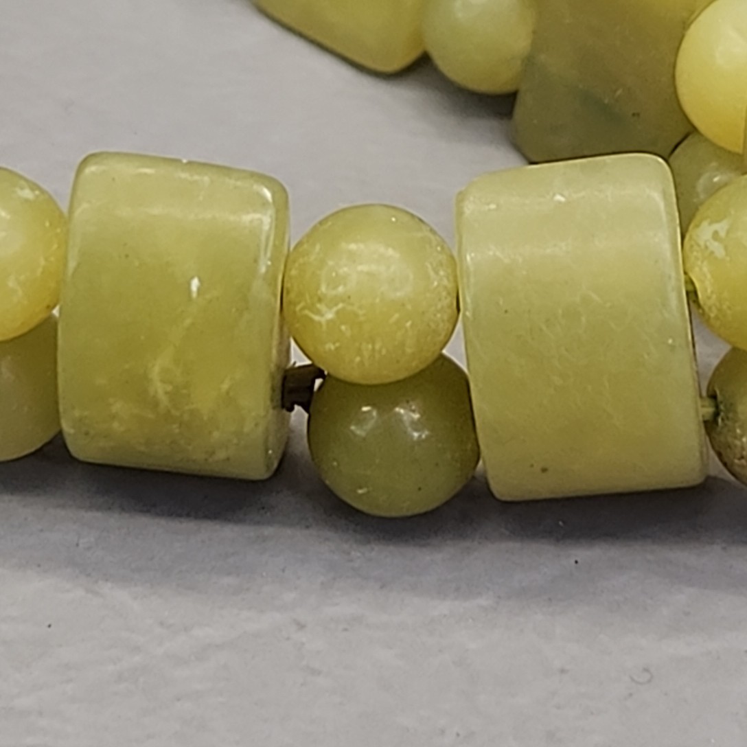 Vintage Stone Beaded Stretch Bracelet Serpentine Green 13mm