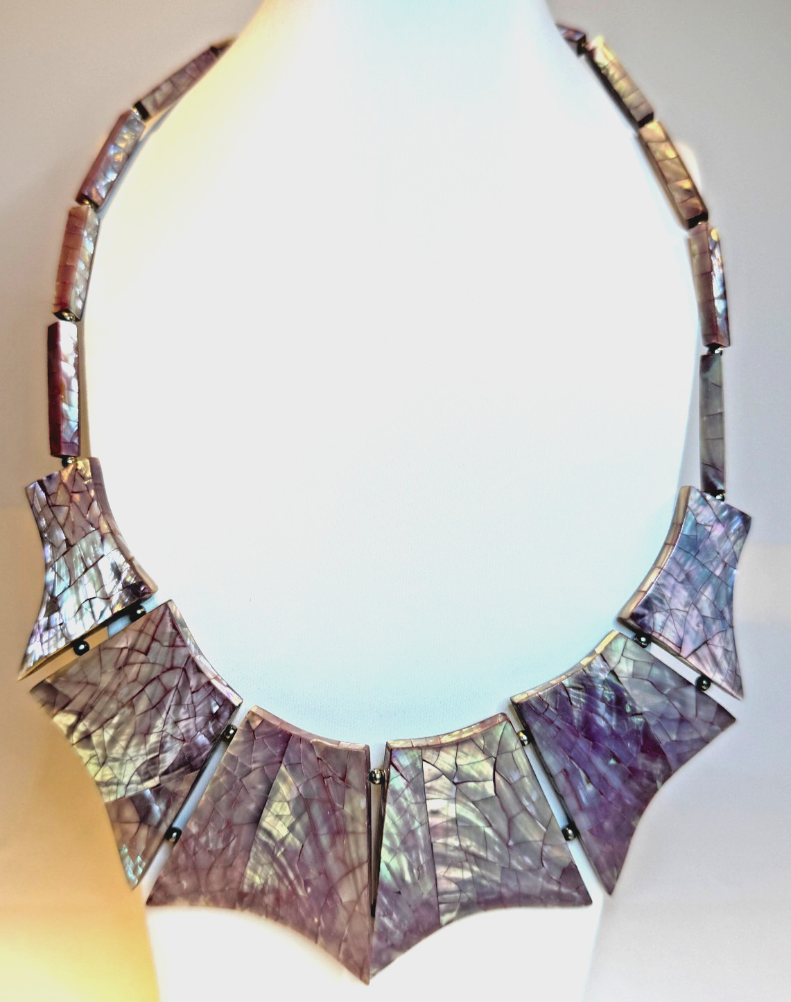 vtg Diana Marco Pink Dragon Scale Choker 18″ bib Necklace