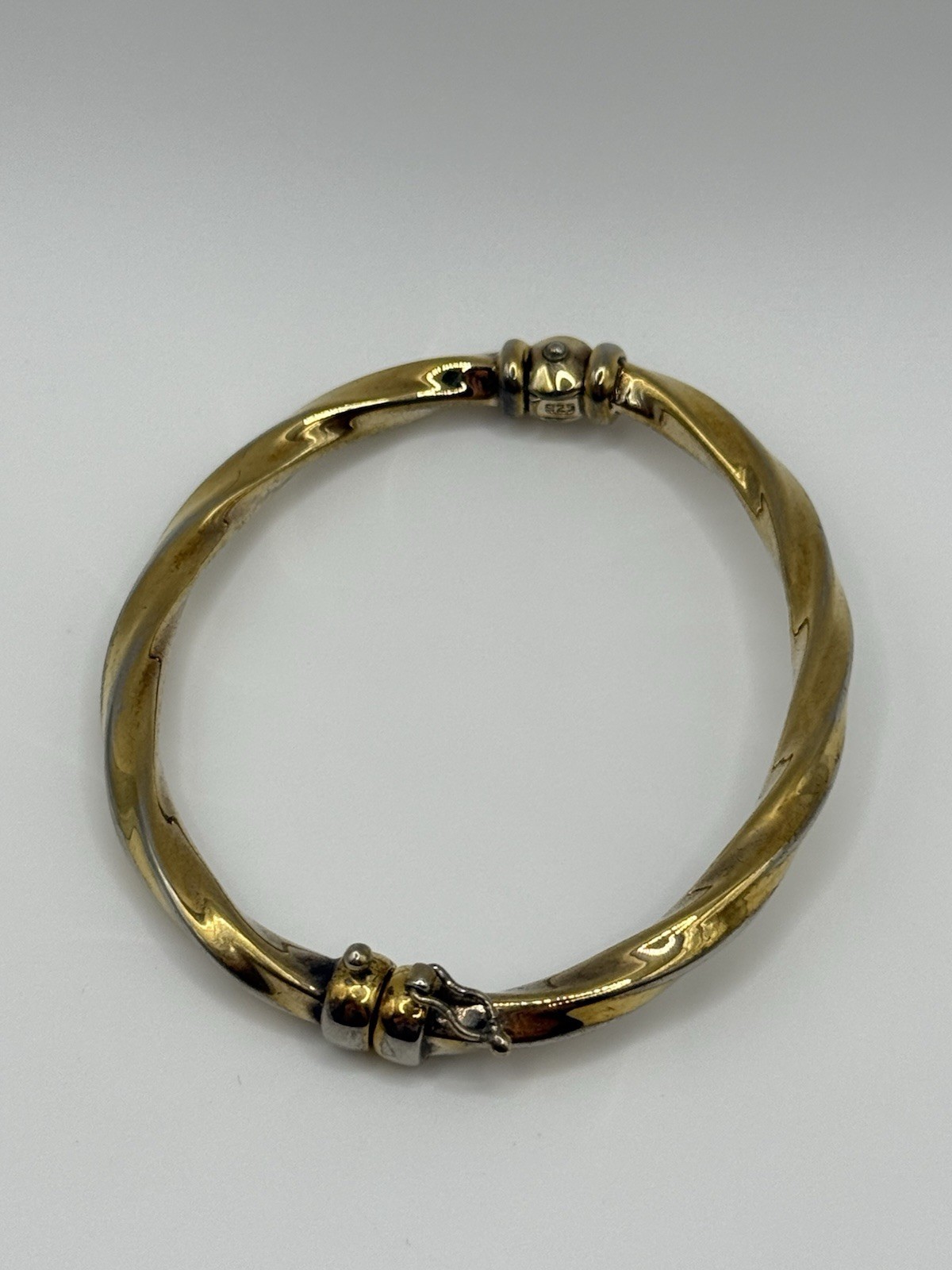 Vtg Vermeil Sterling Silver Twist Bangle Bracelet 6.25”