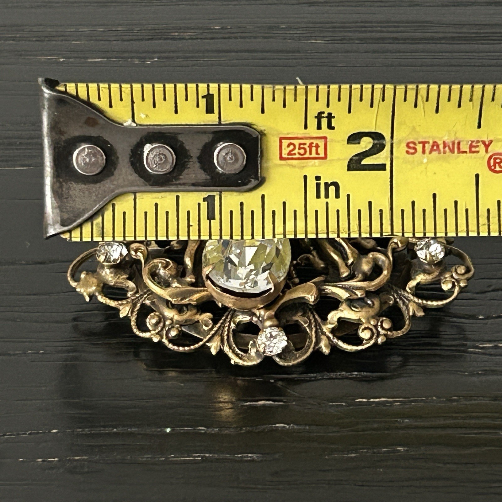 VTG Joseff of Hollywood Brooch/Pendant Gilt Brass Dangling Rhinestone Cherubs