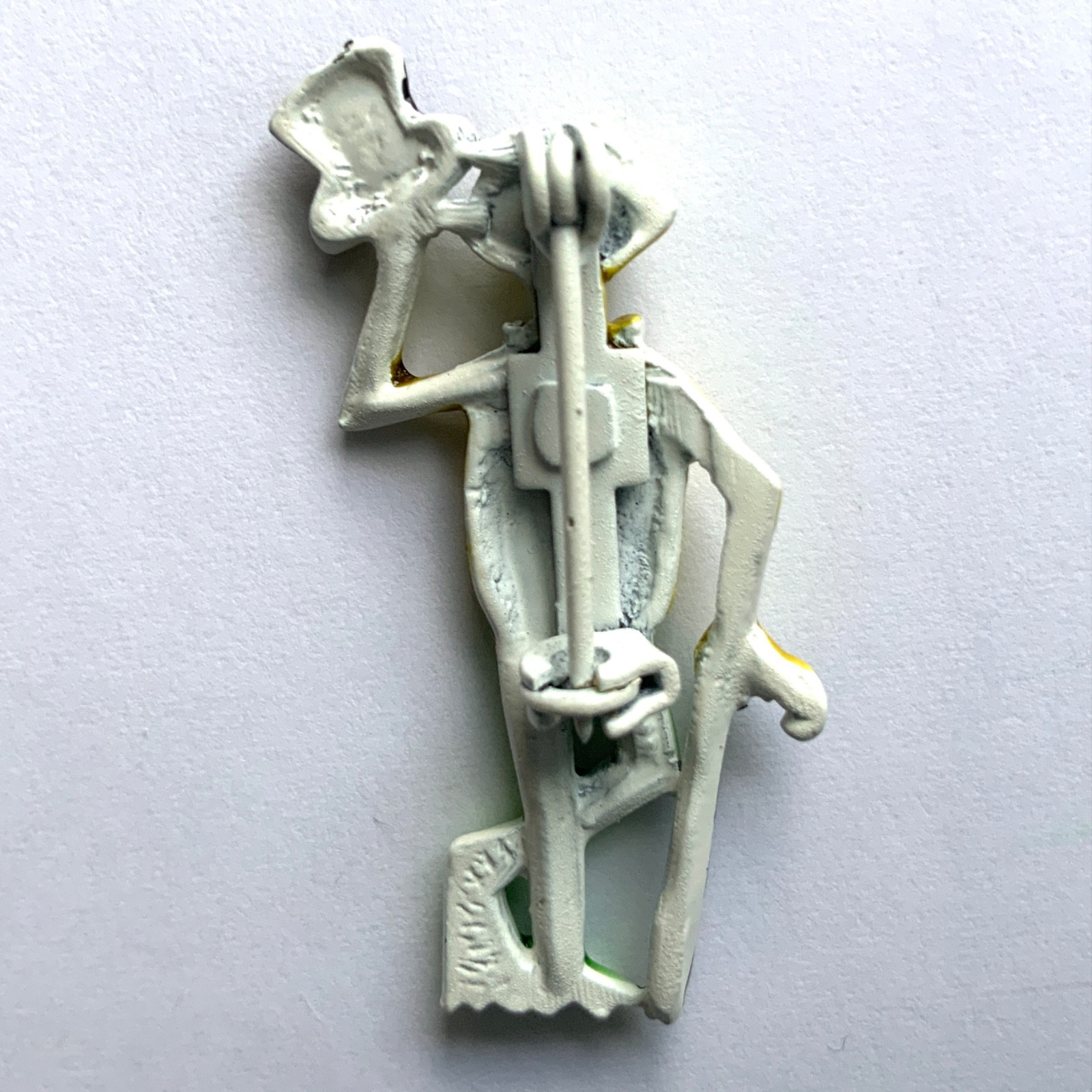 Vintage Whimsical Enamel Green Cartoony Frog with Top Hat & Cane Brooch