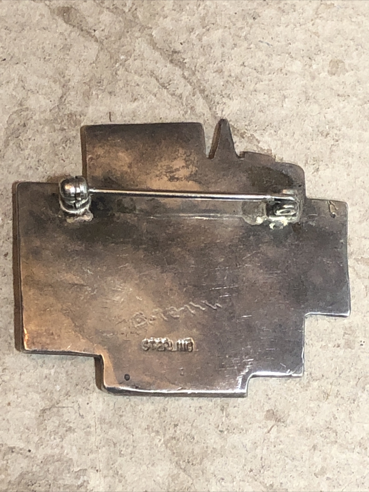 Vintage Signed 925 Sterling Silver City Cityscape Buildings Pin 9.8g