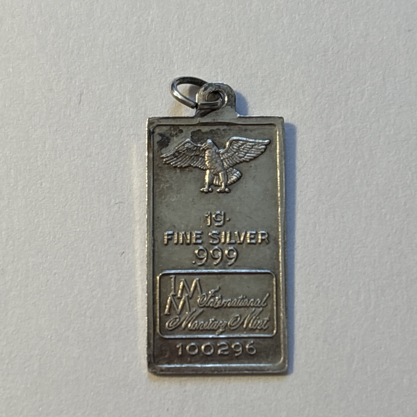 Vintage Sterling Silver .999 IMM Eagle Bar Charm Bullion Style 1.03g