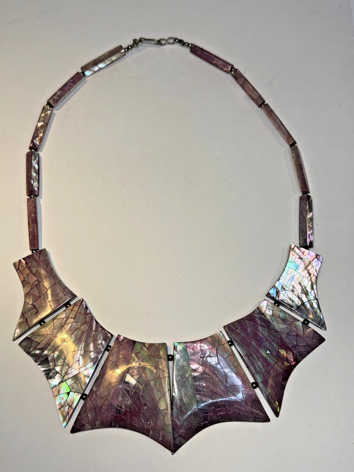 vtg Diana Marco Pink Dragon Scale Choker 18″ bib Necklace