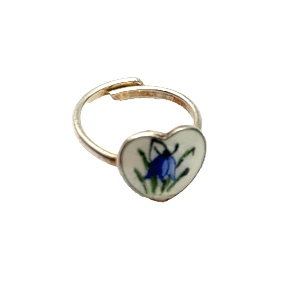 Vtg Finn Jensen Guilloche Enamel Hearts Roses and Bell Flowers Bracelet & Ring
