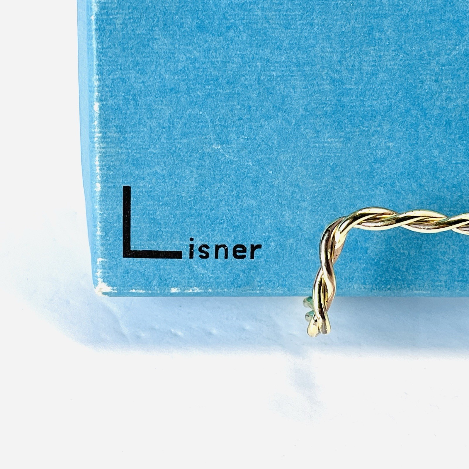 Vtg Lisner Earrings & Bracelet Set -Gold Tone – Topaz Glass -New Old Stock 7.25”