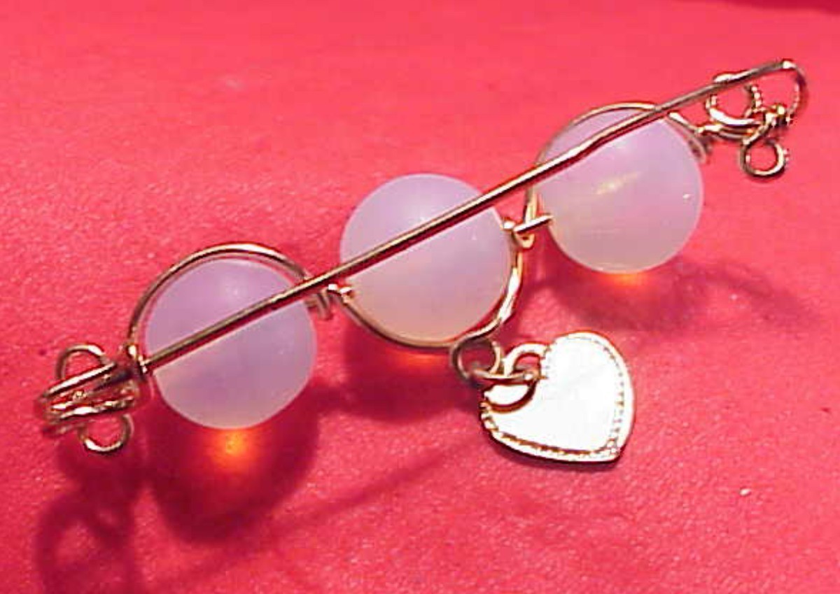VINTAGE SOUVENIR NIAGARA FALLS MOONSTONE BROOCH PIN WIRE WRAP GOLD FILLED 2 INCH