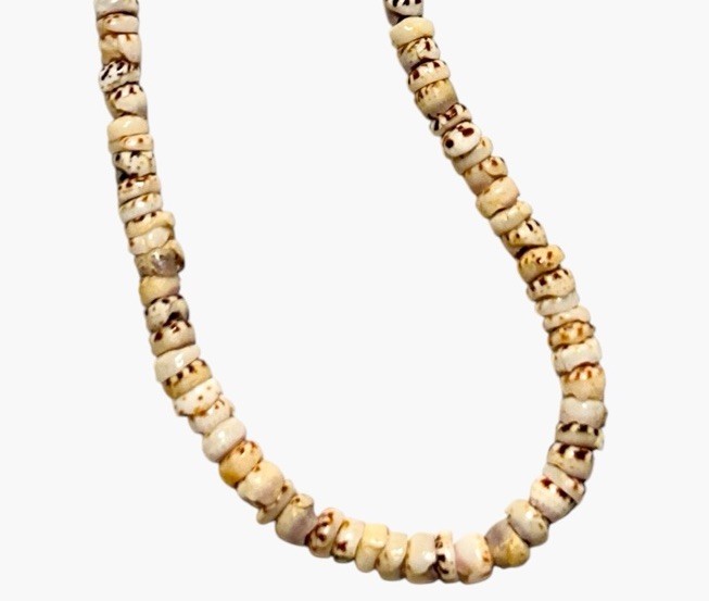 Vintage Puka Shell Necklace 16 In Silver Tone Clasp 70s Hawaii Surfer