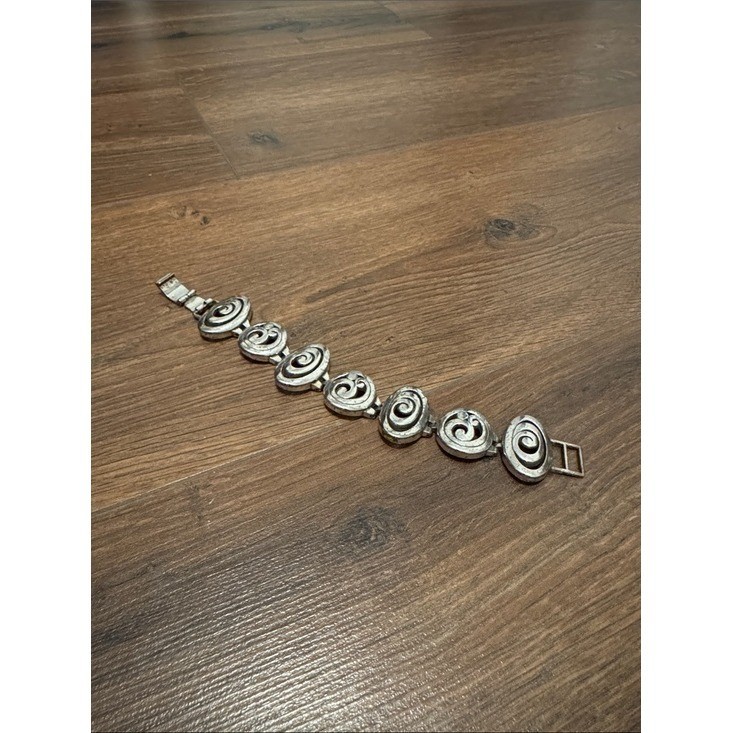 Brighton Silver Tone Swirl Scroll Link Bracelet Vintage Style Statement Jewelry