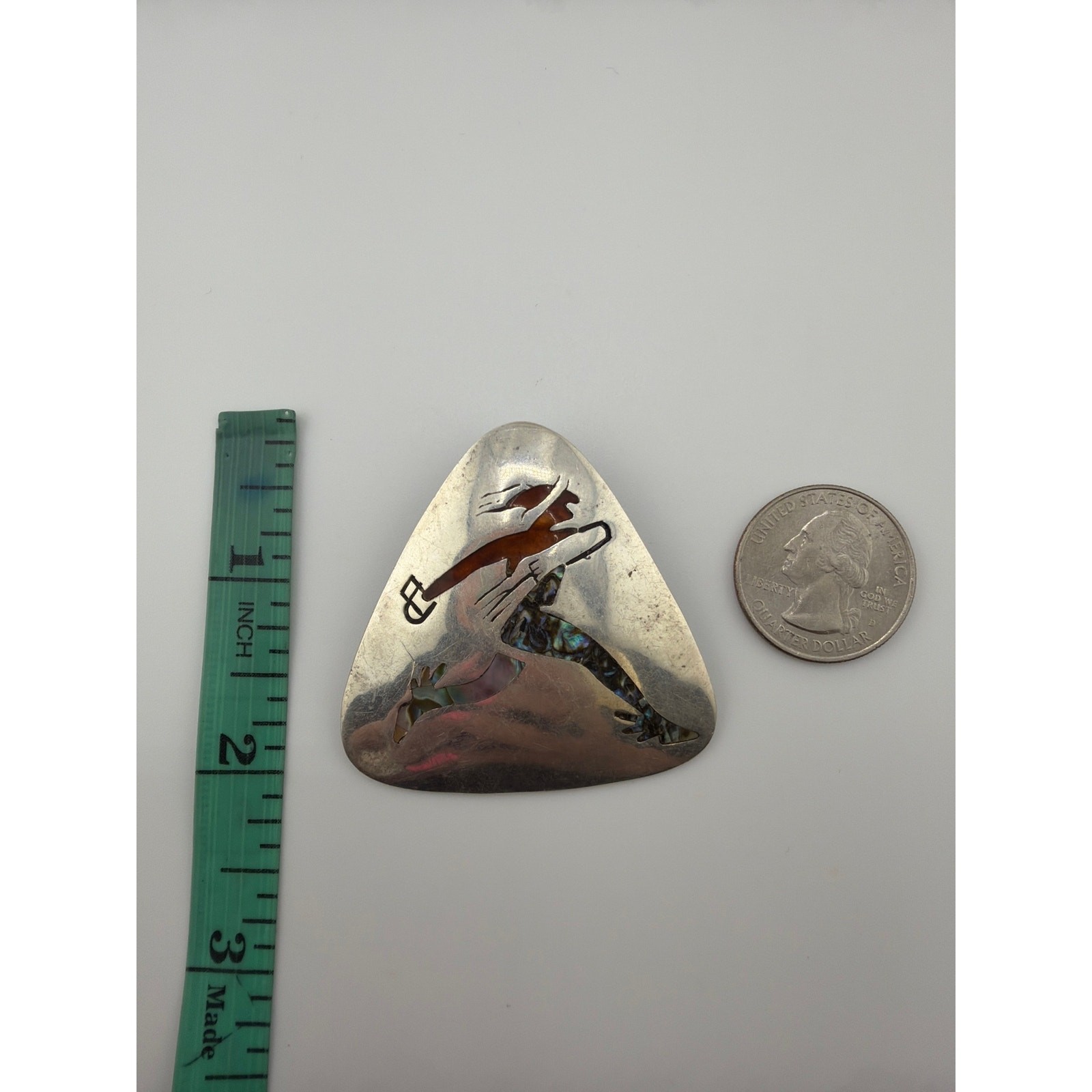 Vintage Los Castillo Taxco Mexican Sterling Silver Pluma Azteca Brooch