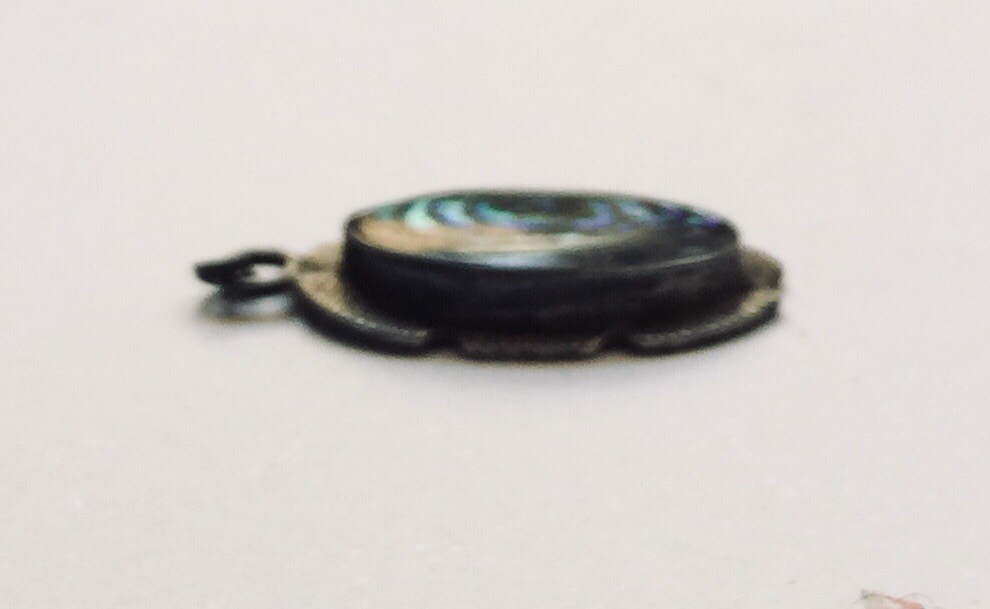 Vtg 1940’s Sterling Silver Abalone Sawtooth Edge Delicate Early Mexico Style 1