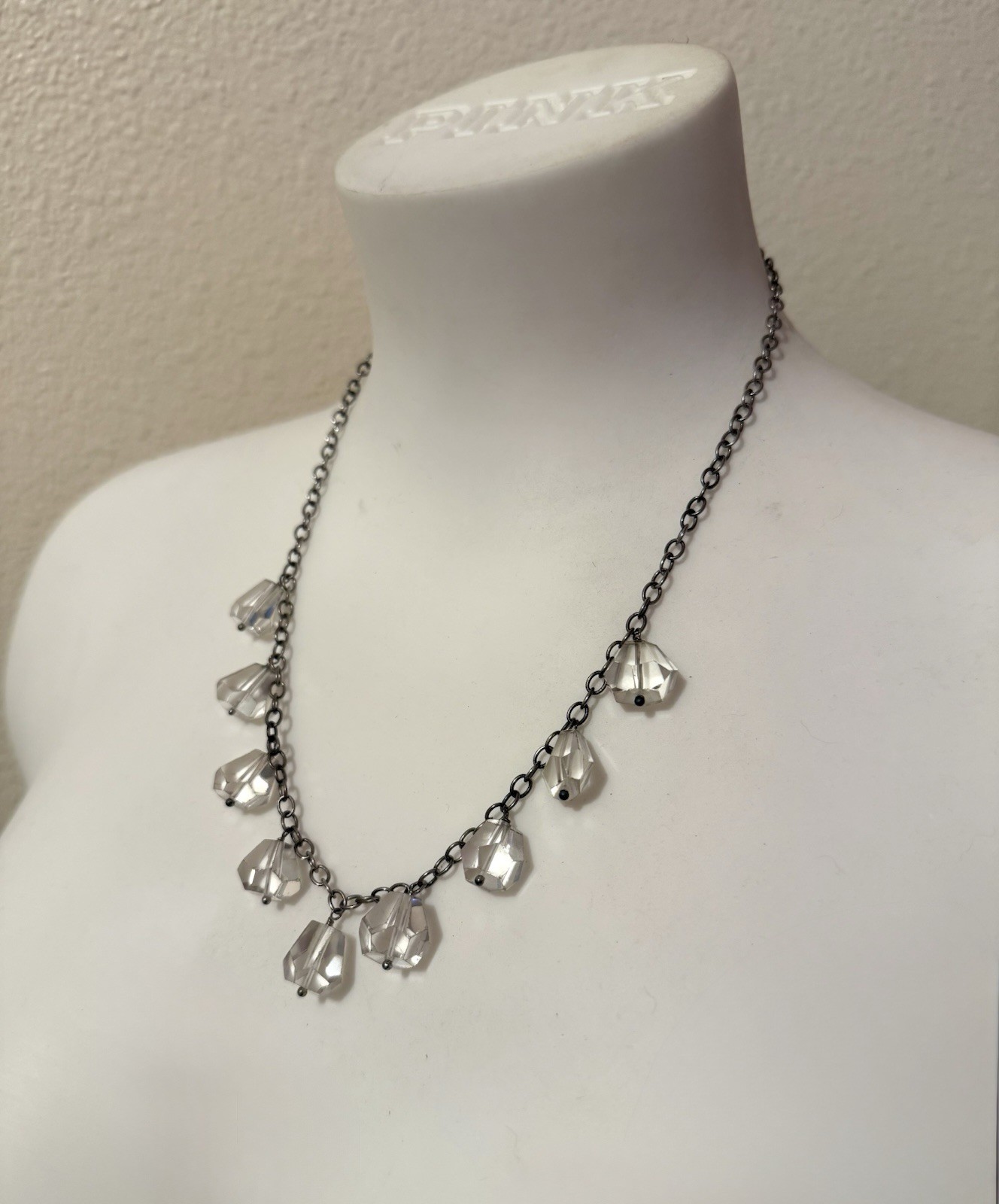 Exquisite Antique Art Deco Sterling Silver Rock Crystal Fringe Necklace