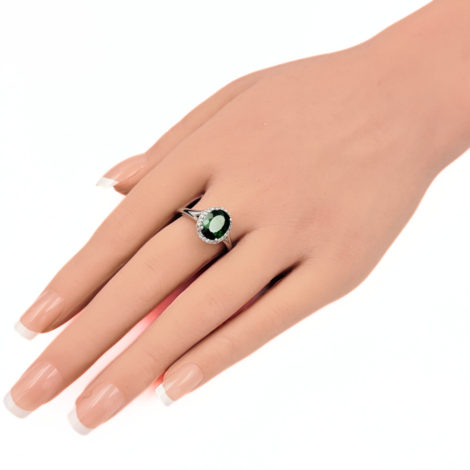 Signed BBJ Sterling Silver Green Iolite Oval Cut Cocktail Statement Ring Sz 10