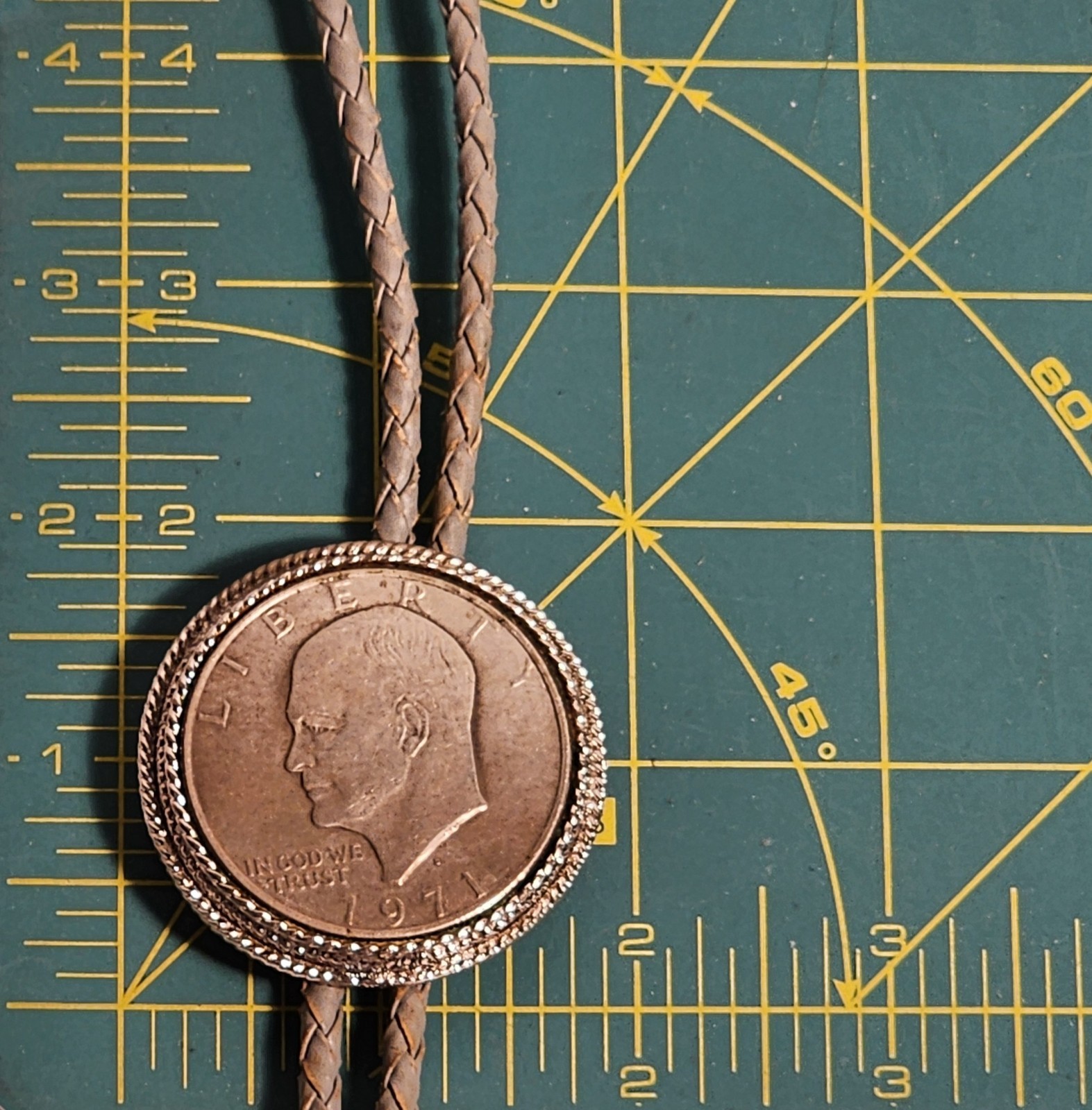 Vintage Bolo Tie 1971 Eisenhower Liberty $1 Dollar Coin