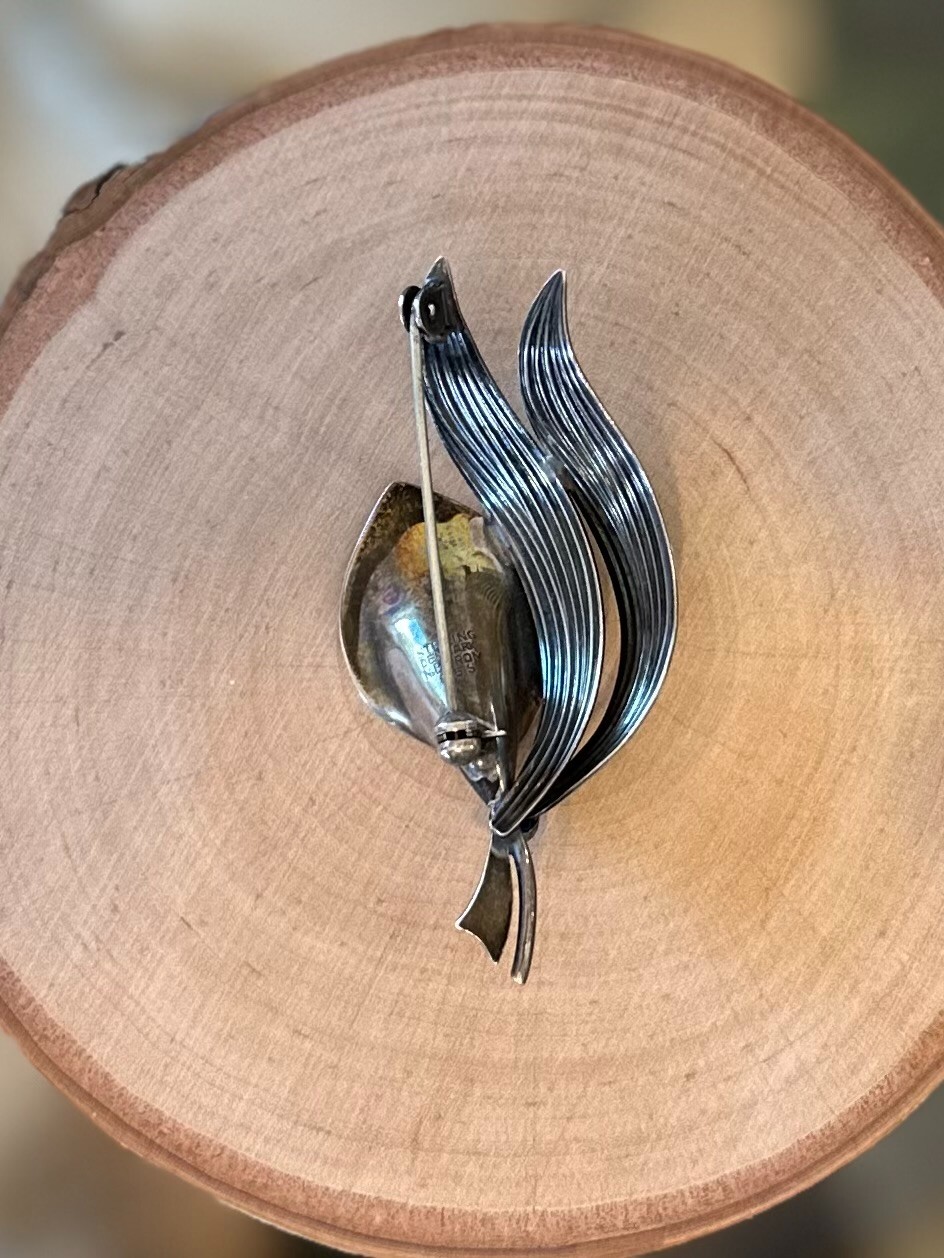 Vintage Niels Erik N.E. From Denmark Sterling Silver Calla Lily Brooch Pin