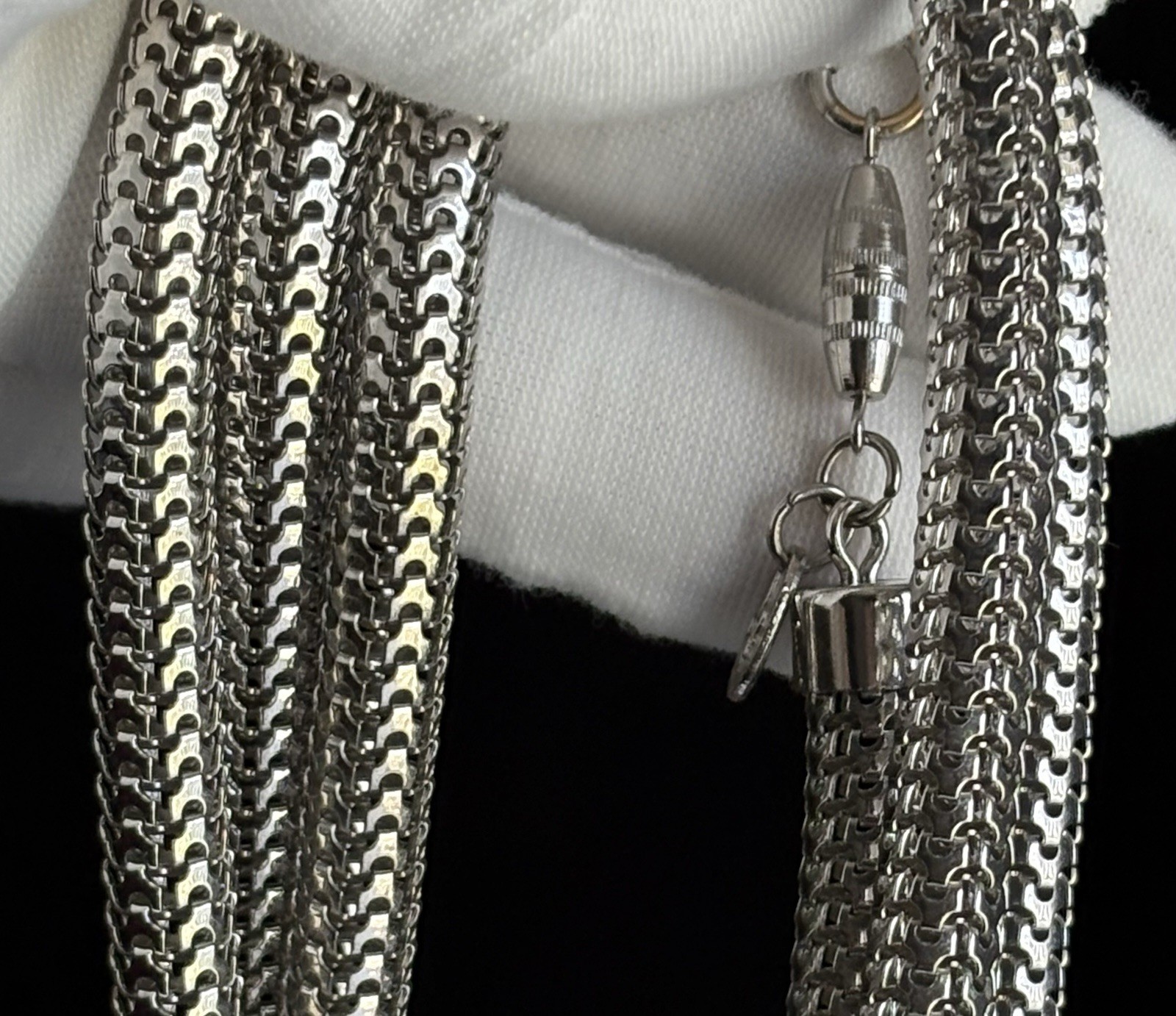 Vintage Vendôme Mesh Chain Silver Tone 36in Necklace 9mm wide 65.9g Statement