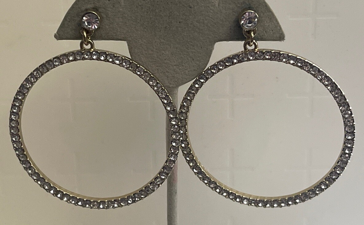 Vintage Signed SUGARFIX Gold Tone Rhinestone Pierced Earrings Z-30