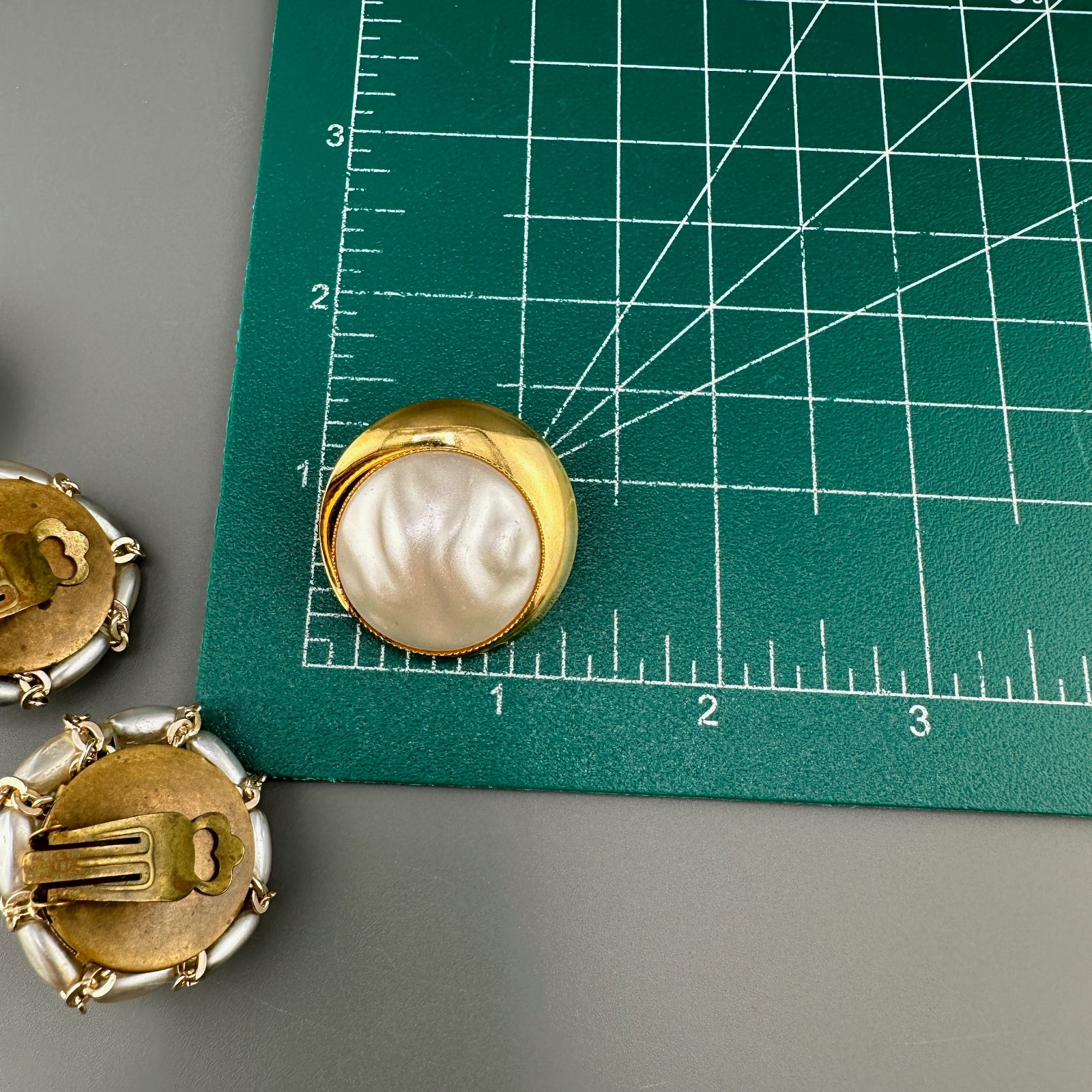 Vintage Faux Pearl Earrings Lot Round Chunky Statement Gold Tone Some Signed