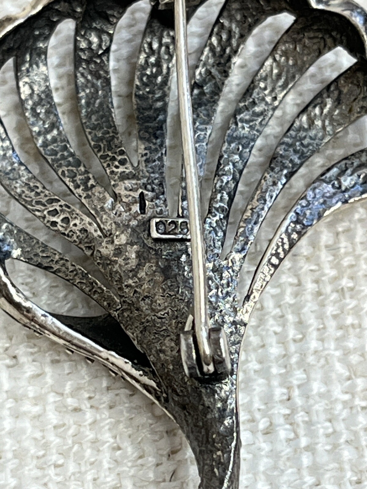 Floral 925 Sterling Silver & Clear Rhinestones Brooch Pin With Single Pearl