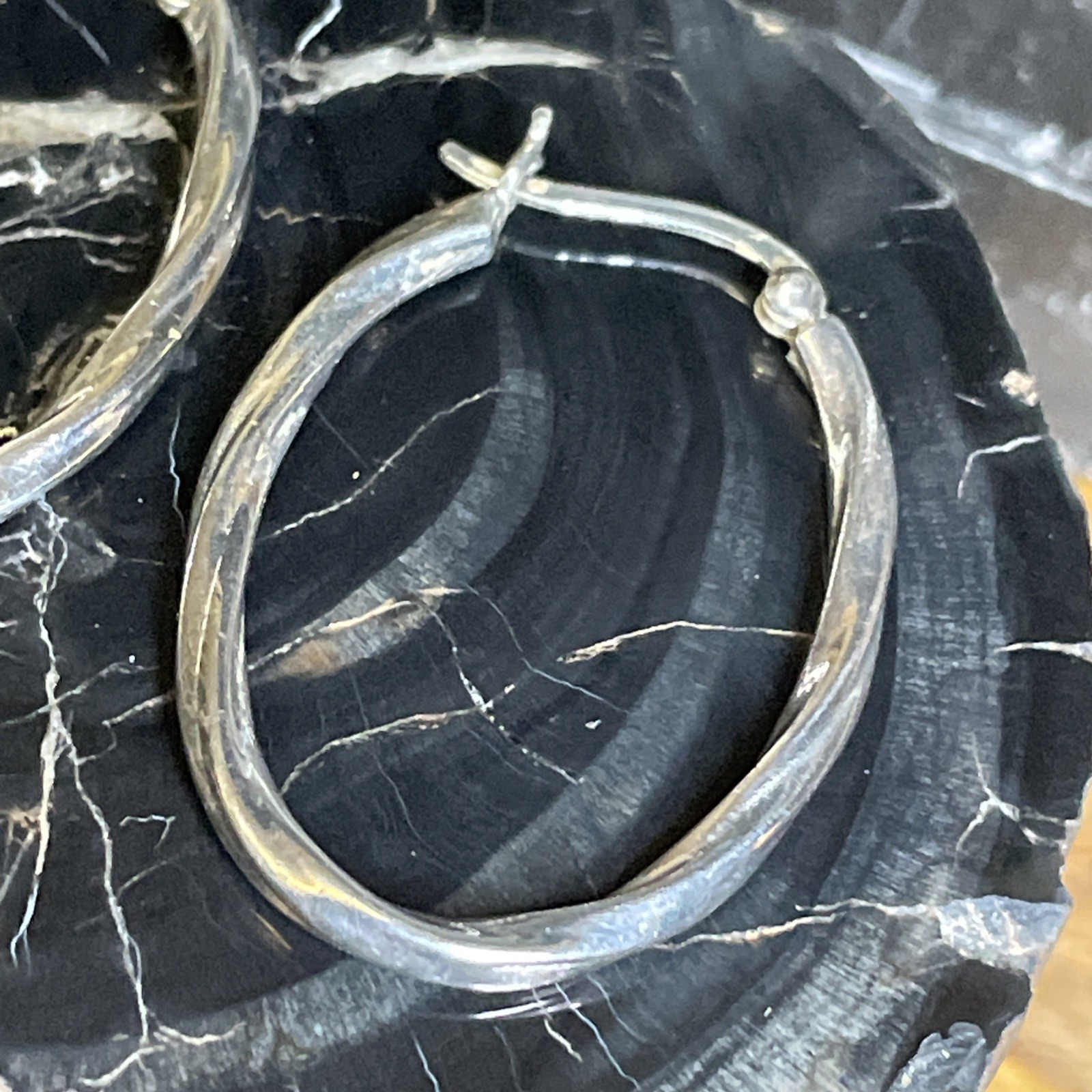 Vintage Sterling Silver Rope Twist Pattern Hoop Earrings