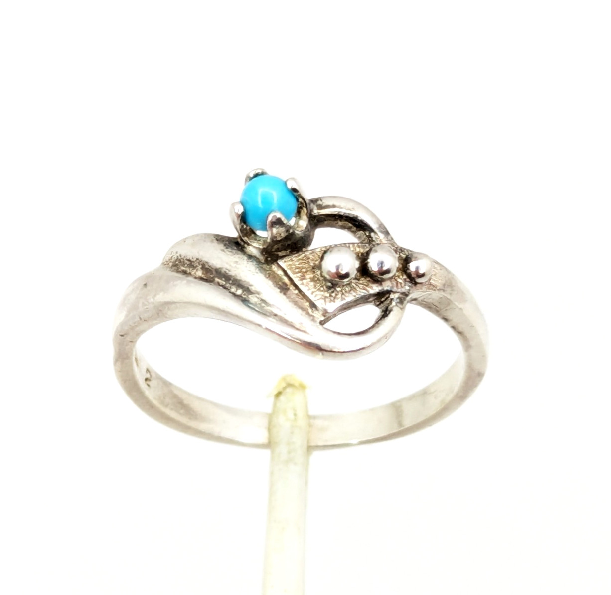 Vintage Soviet RING Silver⭐925 mark USSR with Turquoise-size: 8.5US (18.5mm) #19