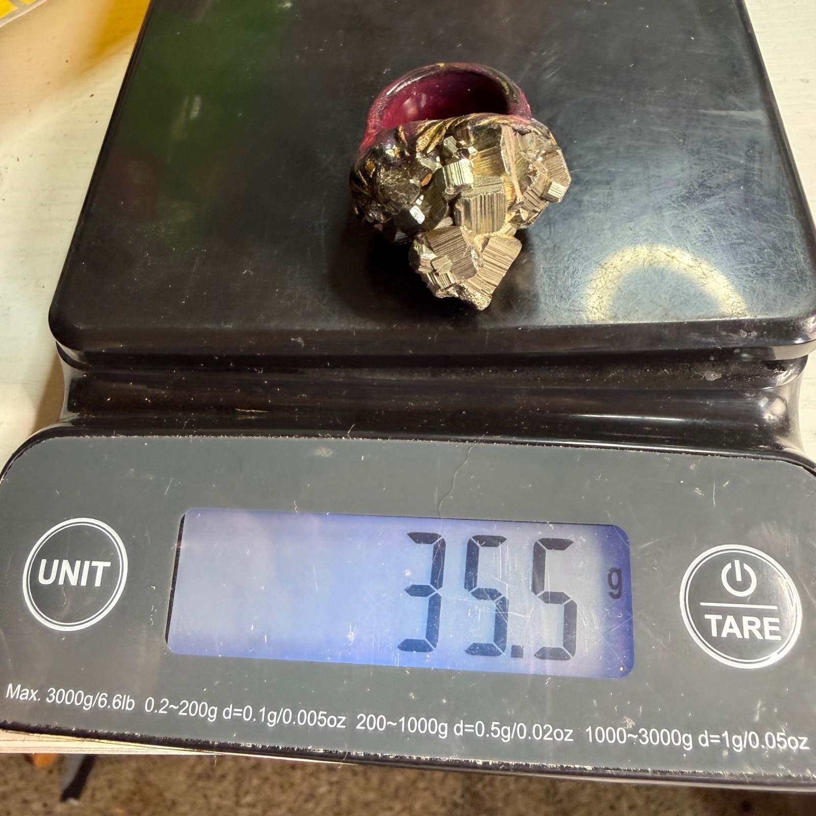 Vintage Pyrite Crystal Cluster Ring Acrylic Size 7