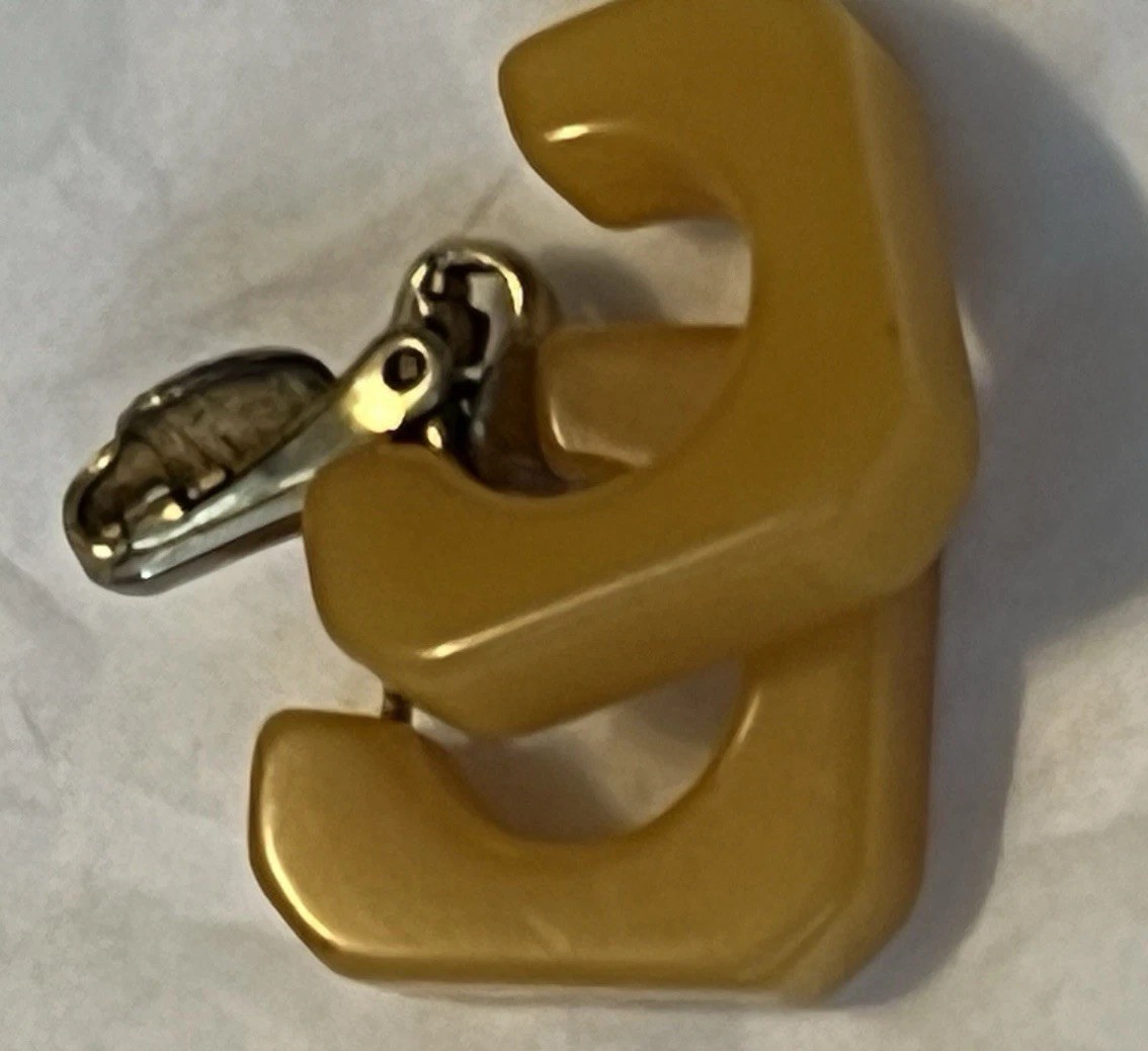 VTG Estate Butterscotch Bakelite Earrings Clip-On 1/2”x1/2cm Modern Minimalist