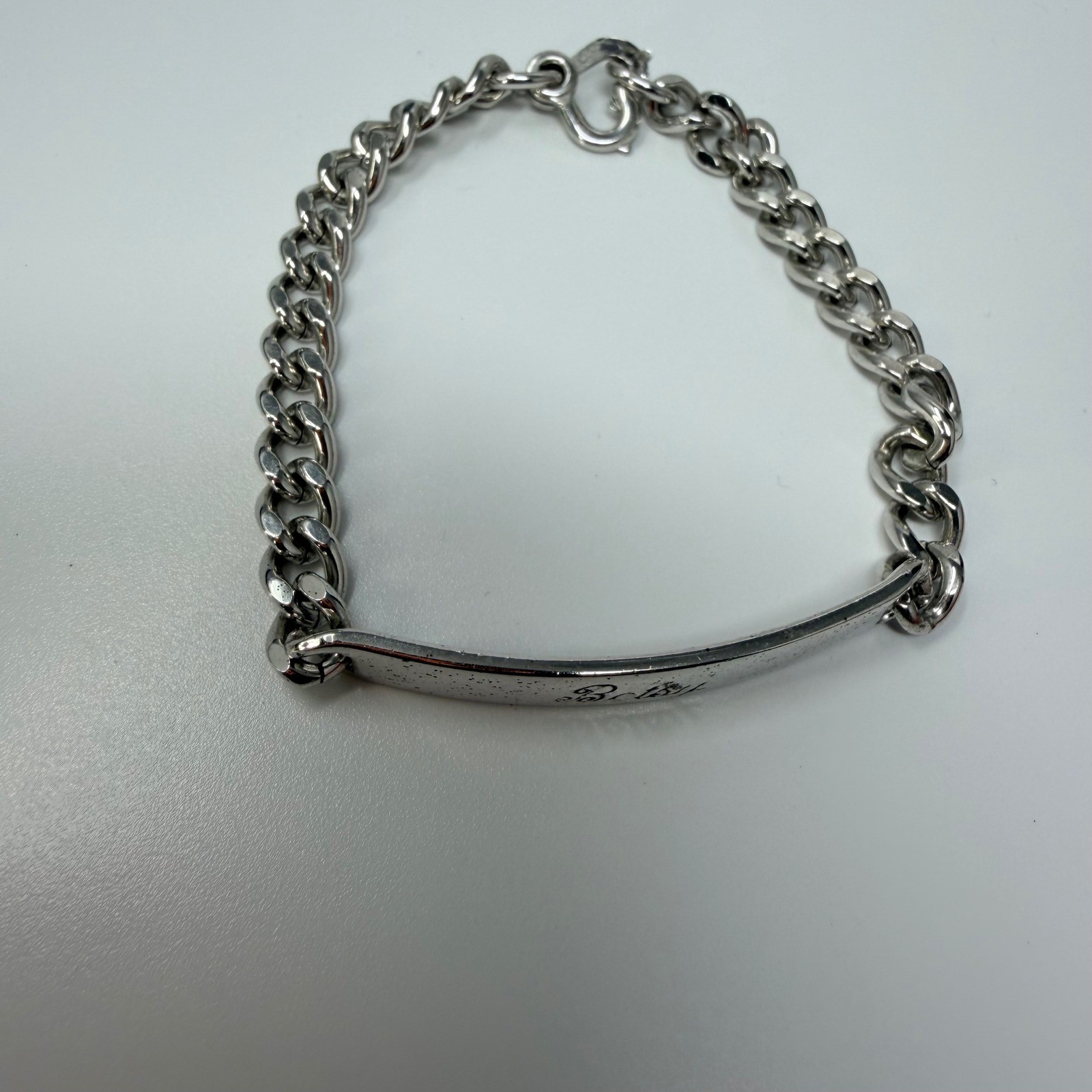 Elco Sterling Silver ID Bracelet Betsy Engraved Curb Chain Heart Clasp 7.25in