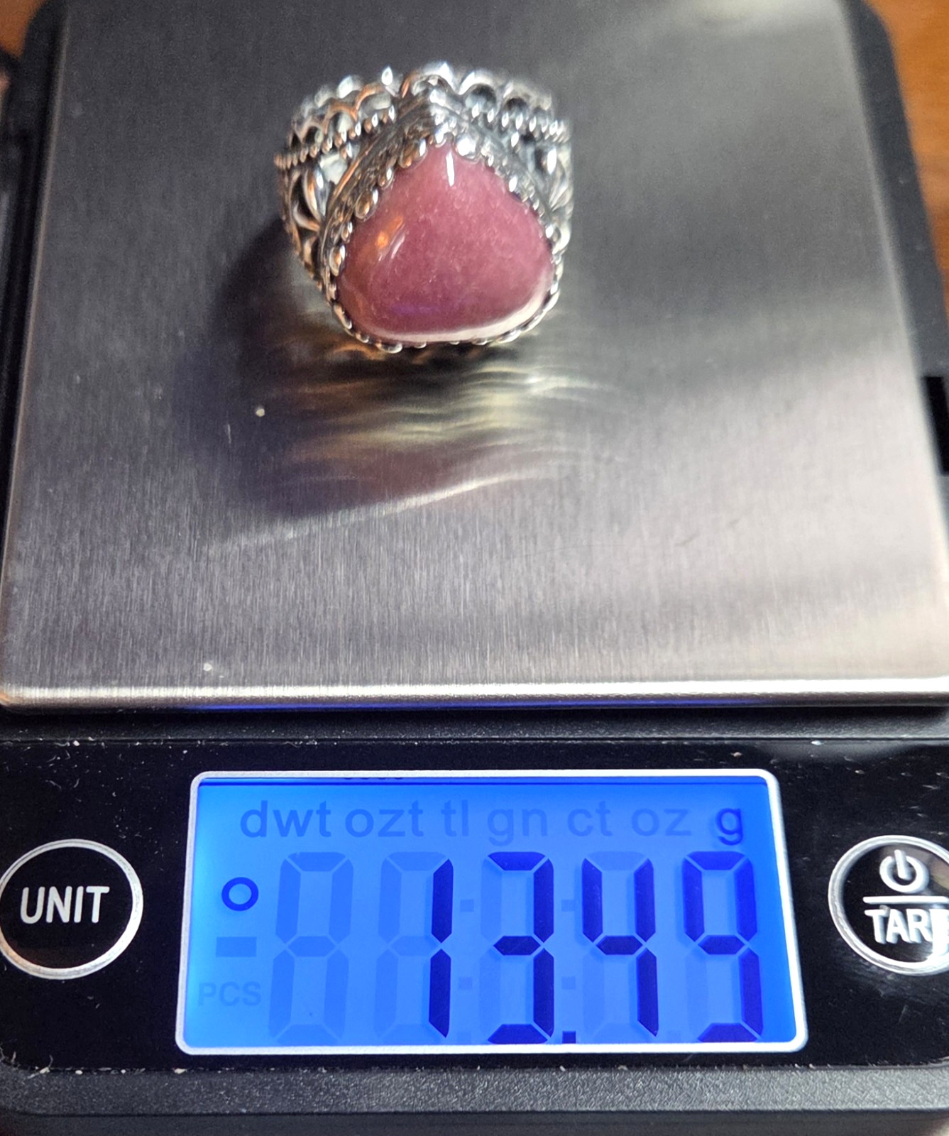 CAROLYN POLLACK SS PINK RHODONITE or RHODOCHROSITE HEART RING 7.25 GORGEOUS!