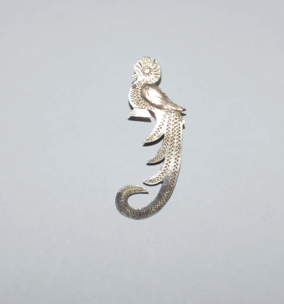 VINTAGE GUATEMALA 900 SILVER QUETZAC BIRD PIN BROOCH