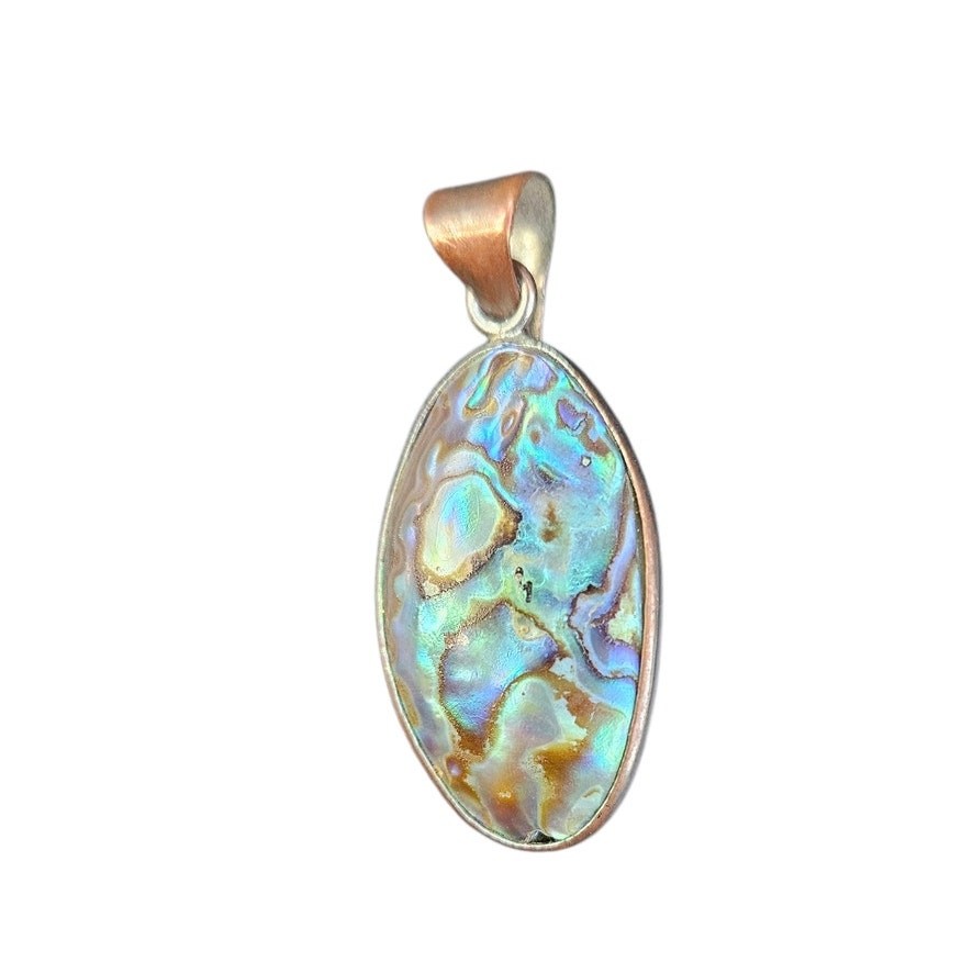 Abalone Shell Pendant Oval Paua Shell Iridescent Beach Jewelry