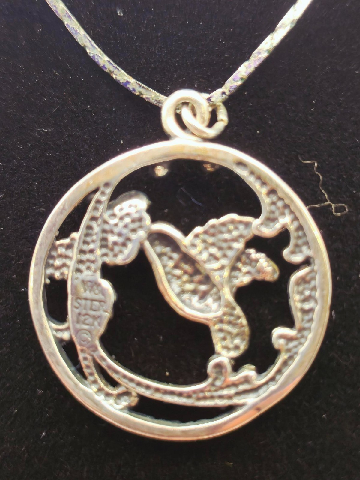 Vtg Black Hills Gold Sterling Silver Hummingbird Pendant Necklace