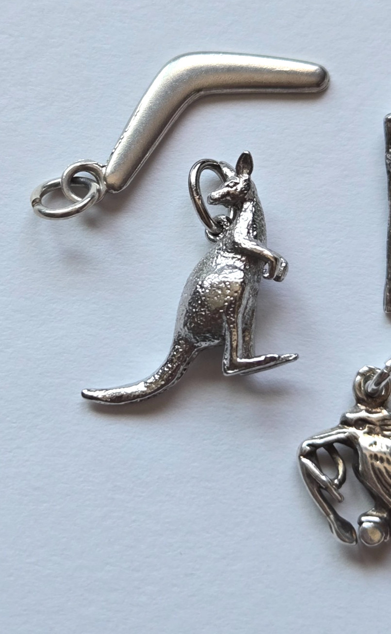 Lot of 4 925 Sterling Australia Travel Charms ~ Boomerang & Animals