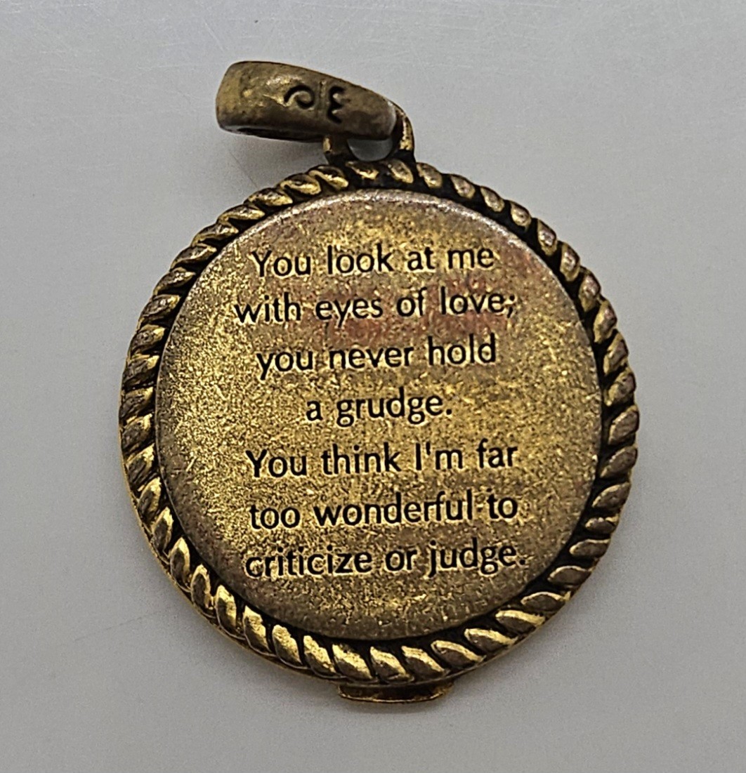 Vintage Dog Photo Pendant with Poem on Back 1″