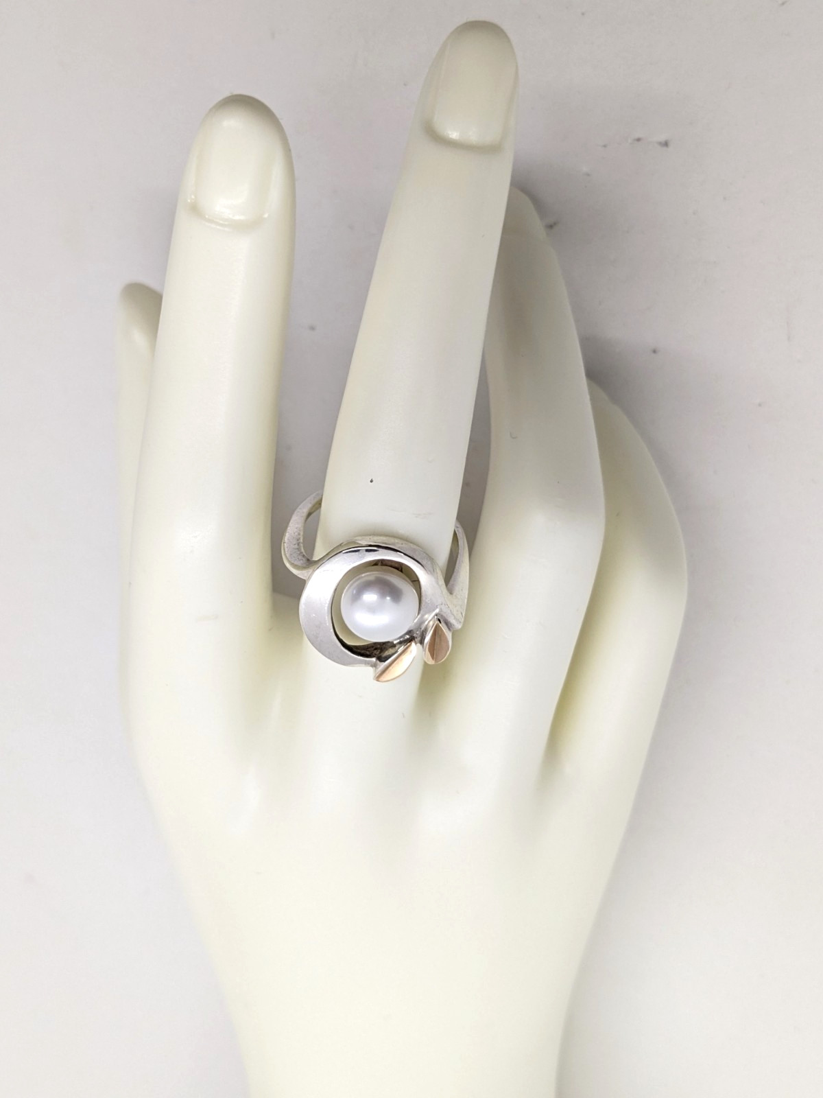 Vintage Luxury RING Silver 875 with Gold Inlay 585 -size: 8US (18mm) -5.52g. #16
