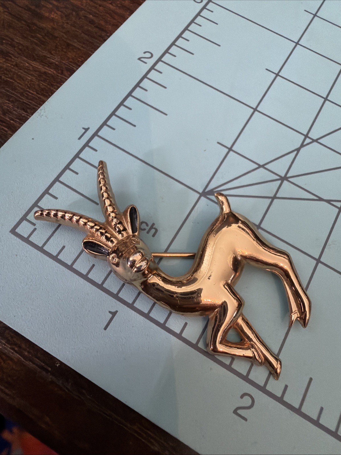 Vintage Coro MCM Sterling Silver 925 w/ Gold Wash Reindeer Gazelle Brooch Pin