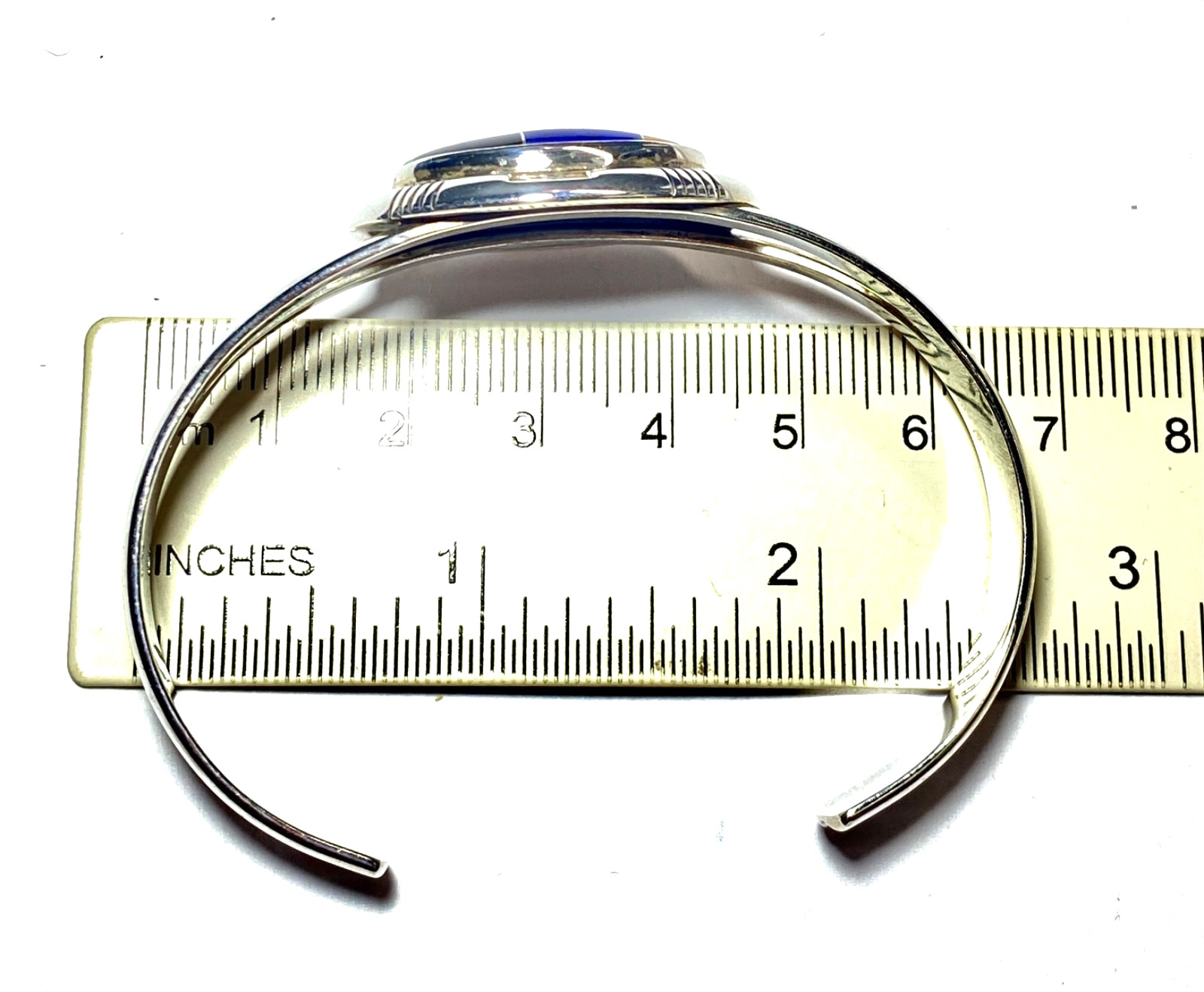 Vintage Sterling Multi-gem Inlay Carolyn Pollack Cuff Bracelet 2 1/2″ 2.5″