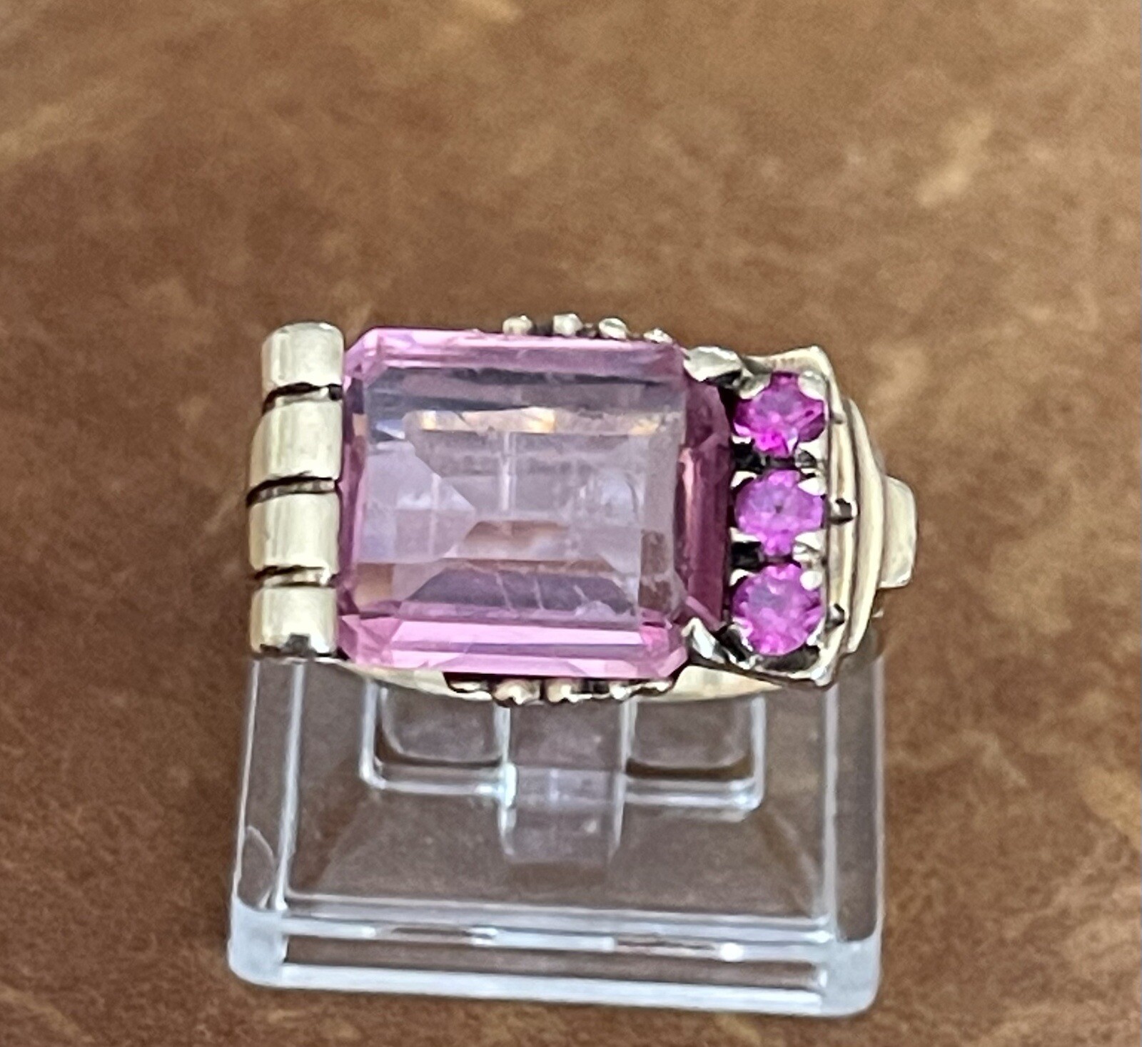 Vintage Retro 40’s-50’s 10K Yellow Gold Topaz, Ruby Stone Cocktail Ring Size 6.5