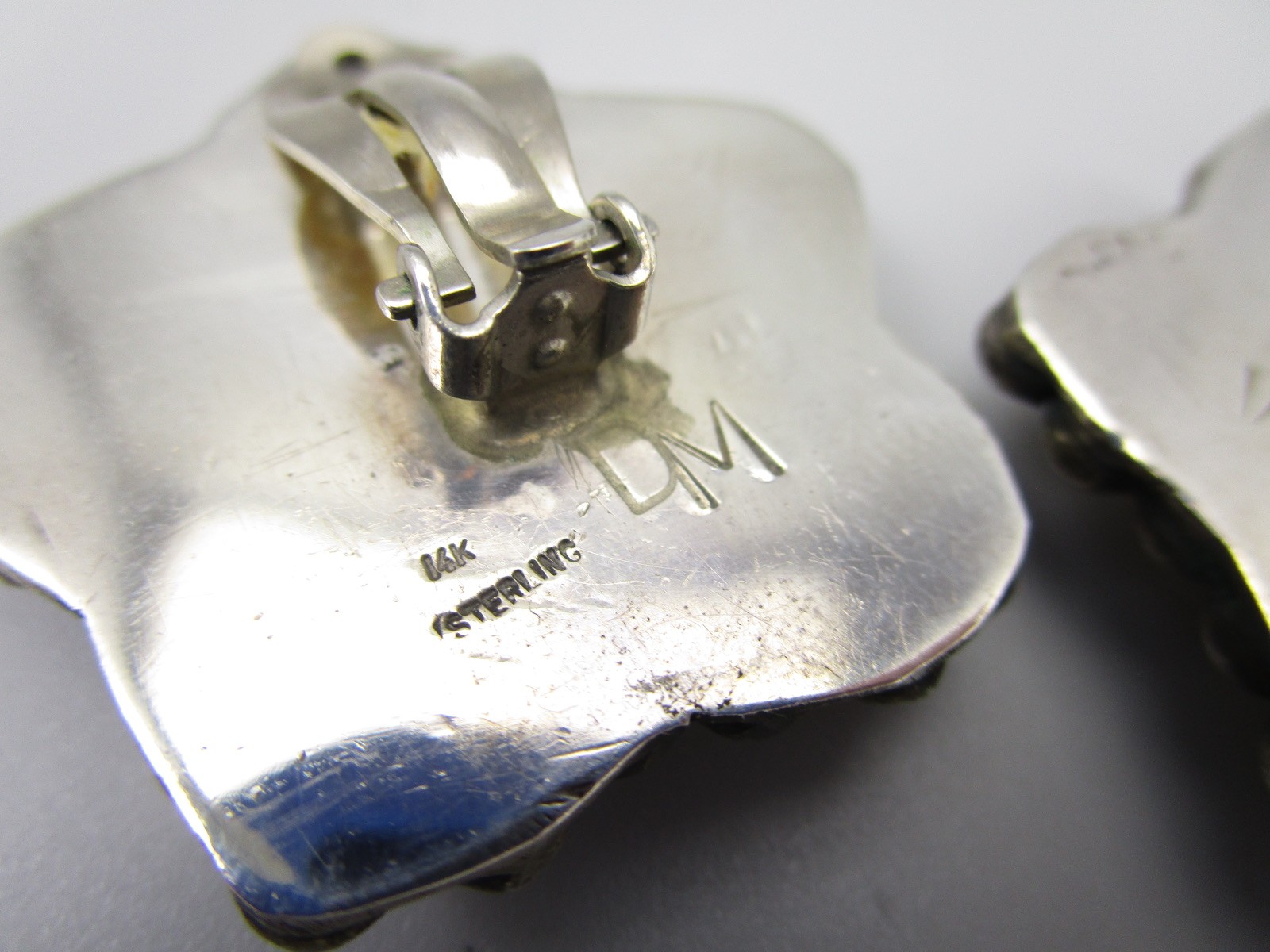 BEAUTIFUL LARGE DIAN MALOUF STERLING 14K STAR CLIP ON EARRINGS 41G 