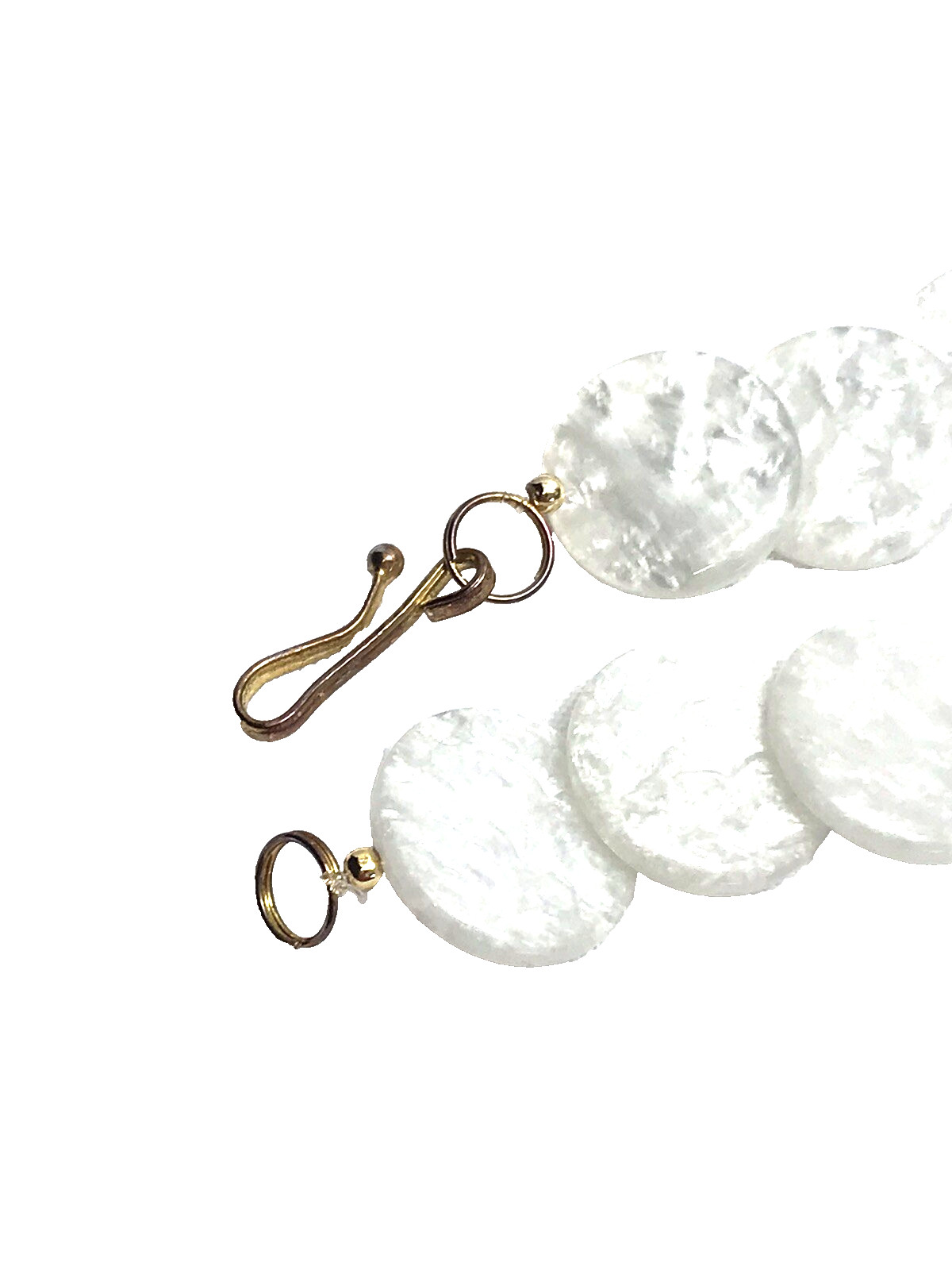 New Vintage White Lucite Statement Necklace Gold Tone Roses Made in Taiwan ROC