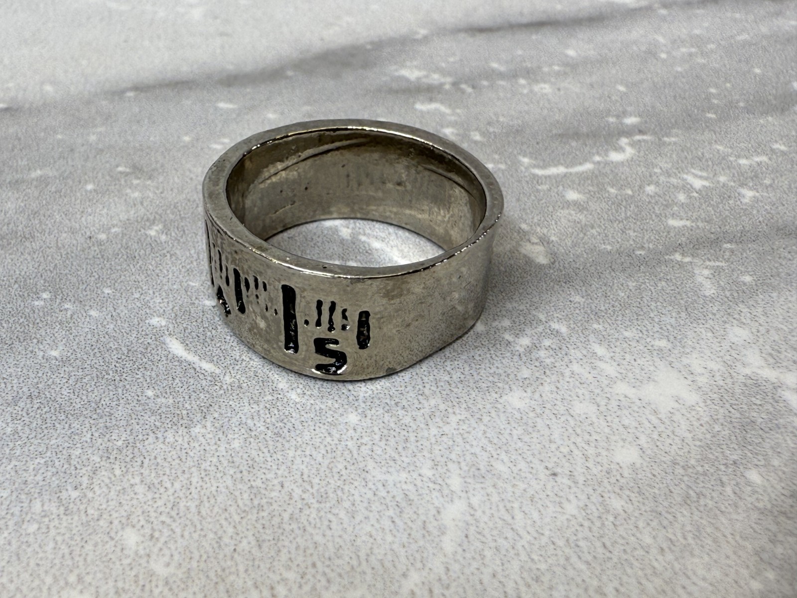 Vintage Silver Tone Tape Measure Ruler Ring Size 7