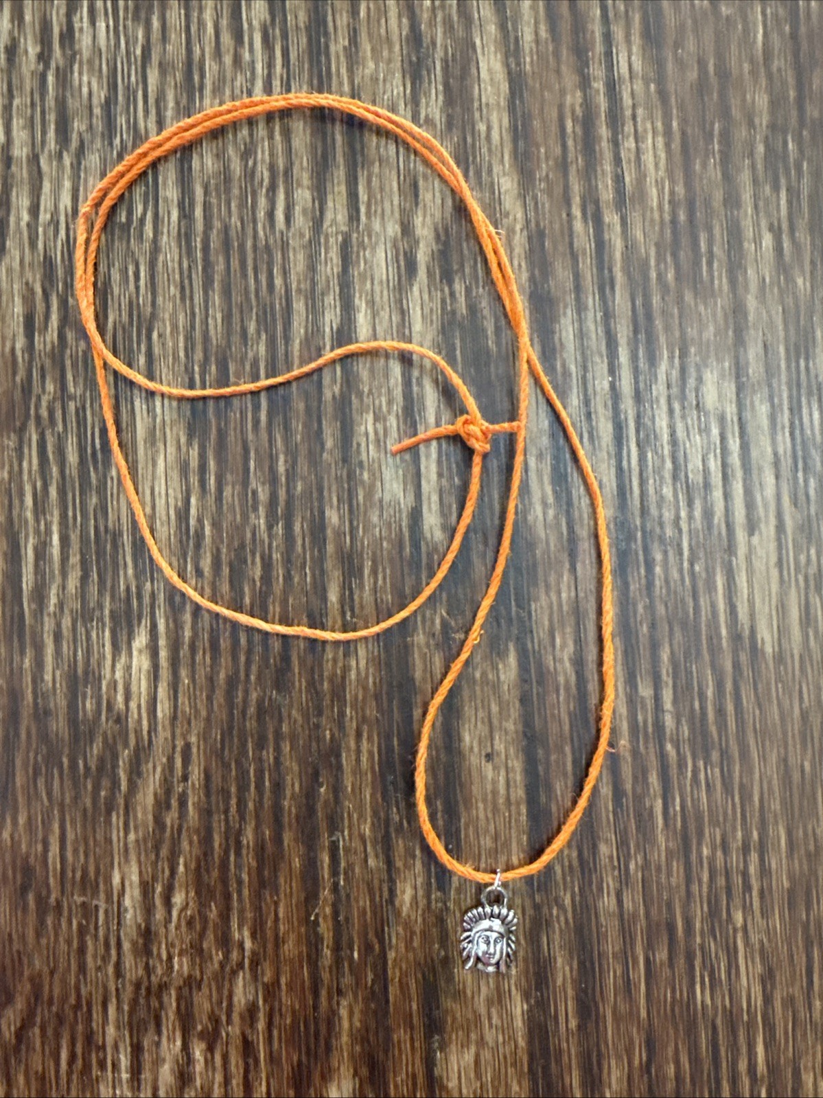 NATIVE AMERICAN INDIAN CHARM Dainty Necklace Hemp Cord Boho Tibetan Silver Tone