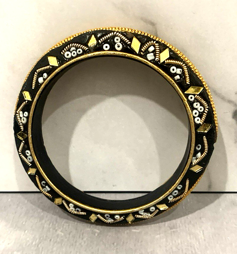 Lot of 9 1980’s Costume Bangle Cuff & Hinged Bracelets India Leonard Pewter +
