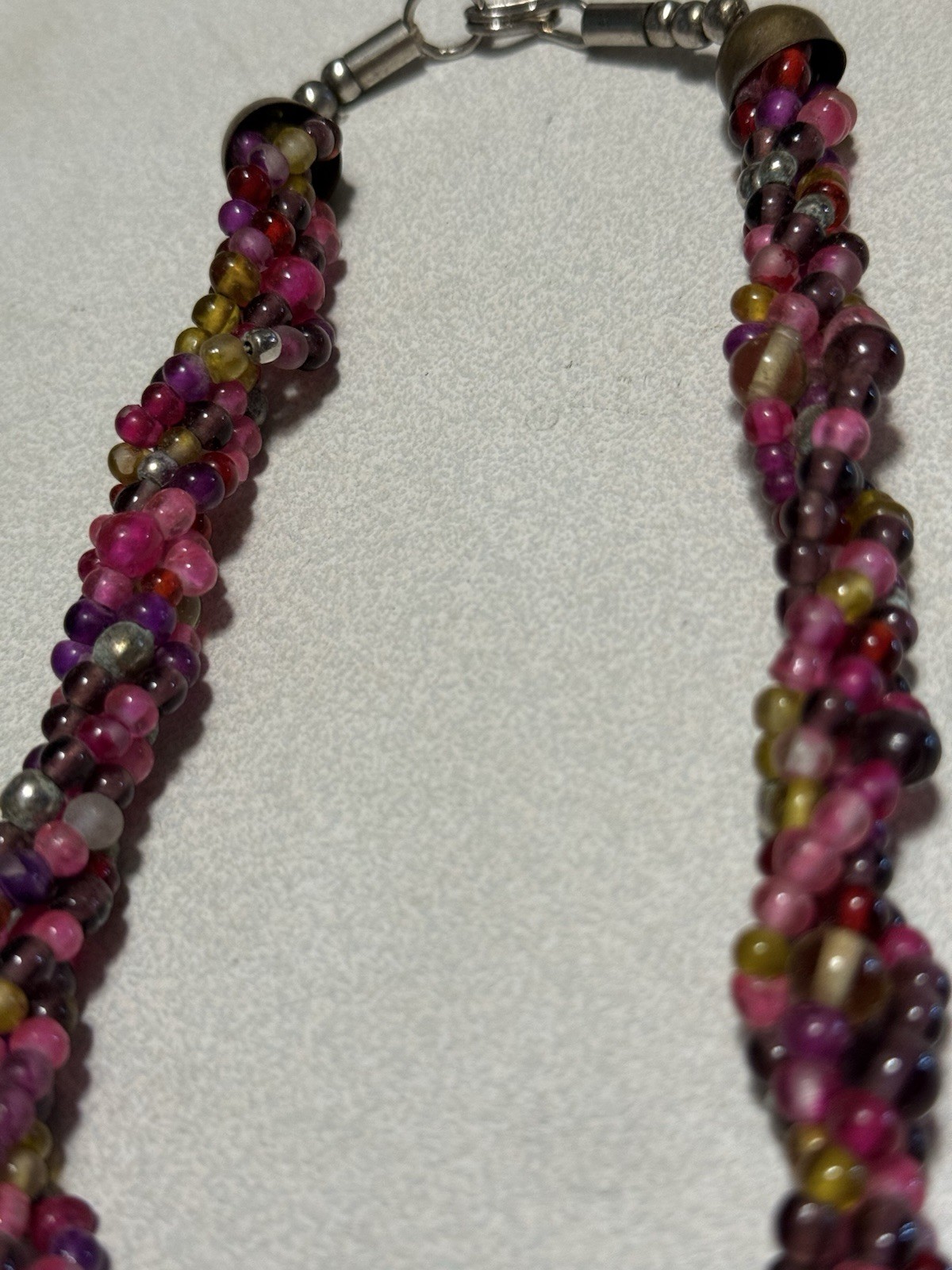 Vintage Tourmaline Beaded Choker W/ Beautiful Spring Colors Pinks Purples