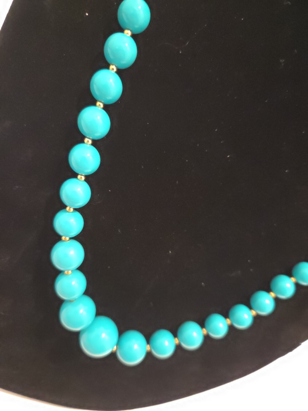 Vintage Boho Teal And Gold Tone Beaded Necklace With Matching Clip-On Earrings!